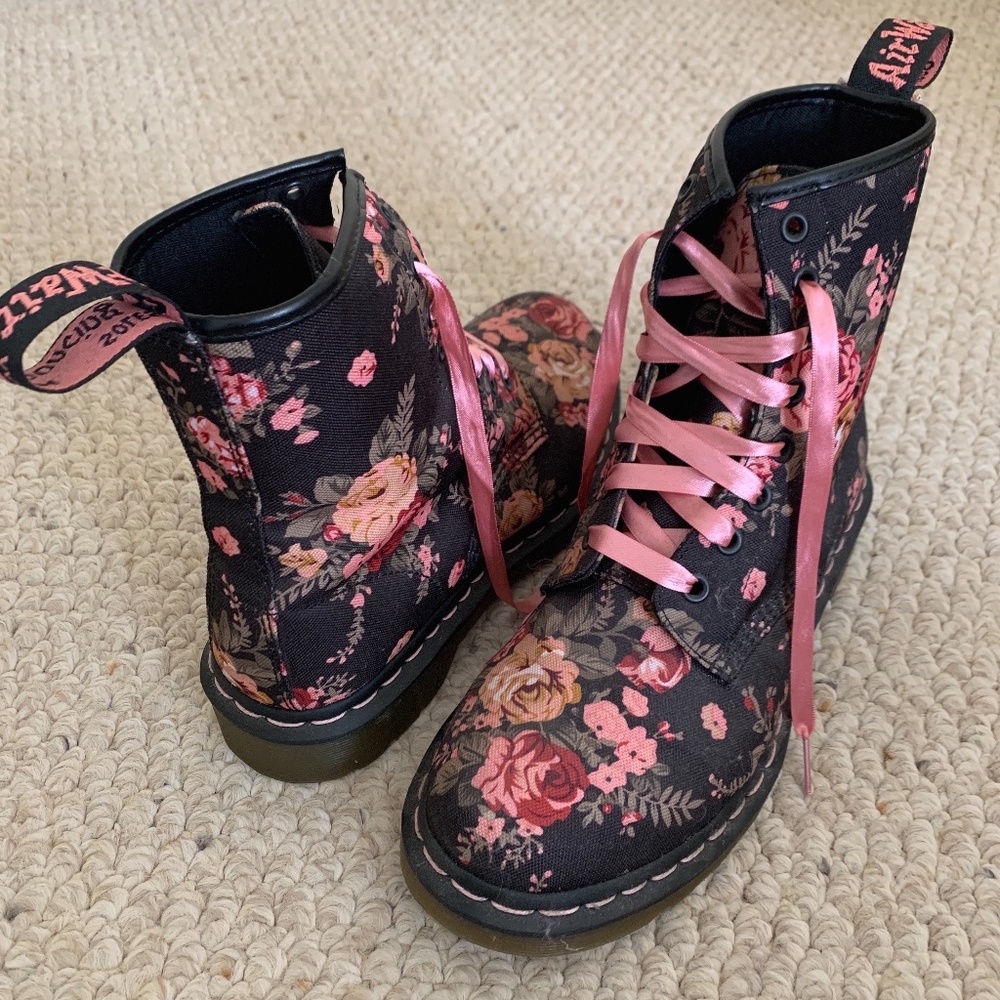 Dr. Marten Floral Print Lace Up Boots